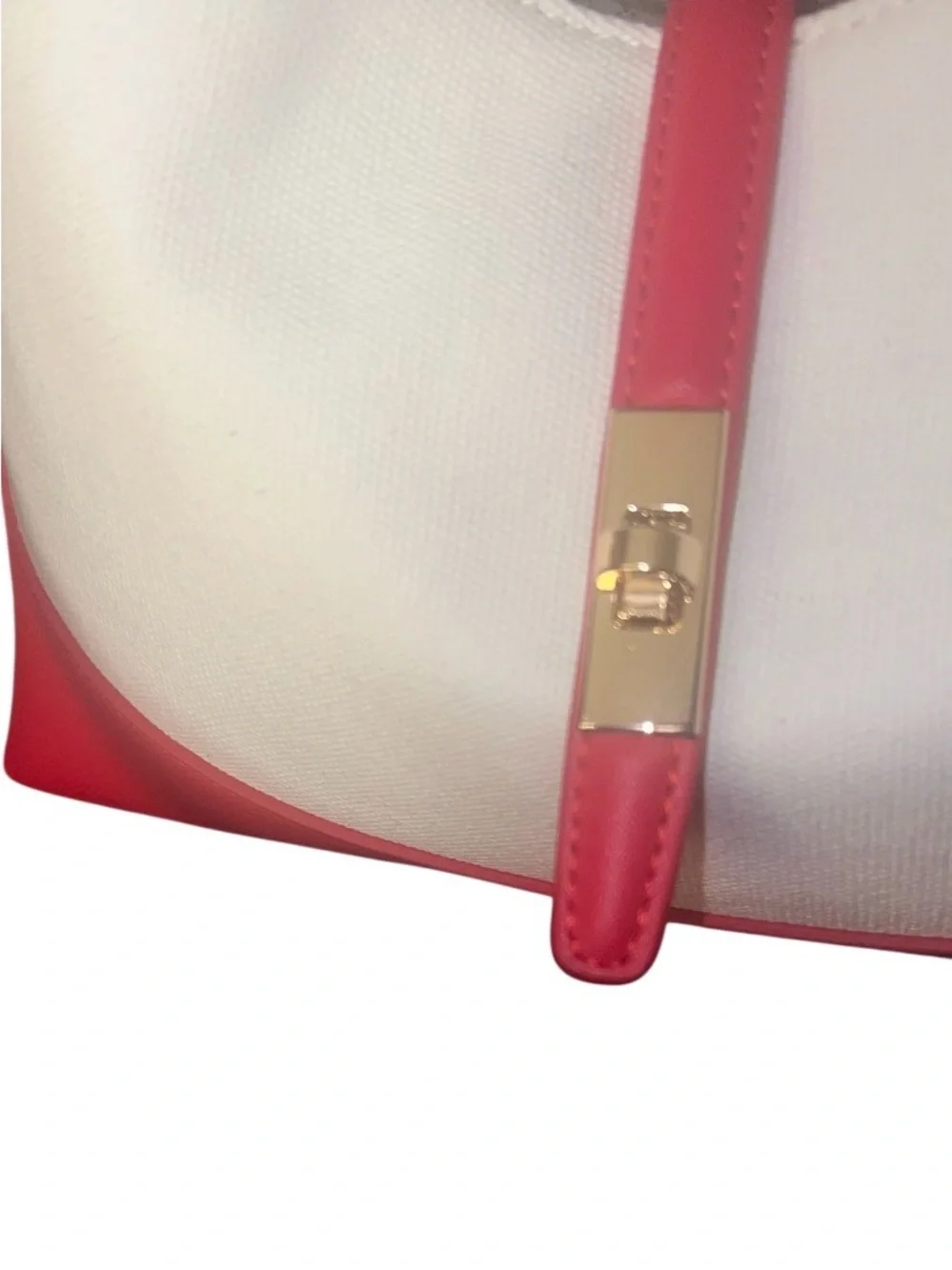 Crossi Cream and Pink Two-Tone Leather Hobo with Detachable Strap